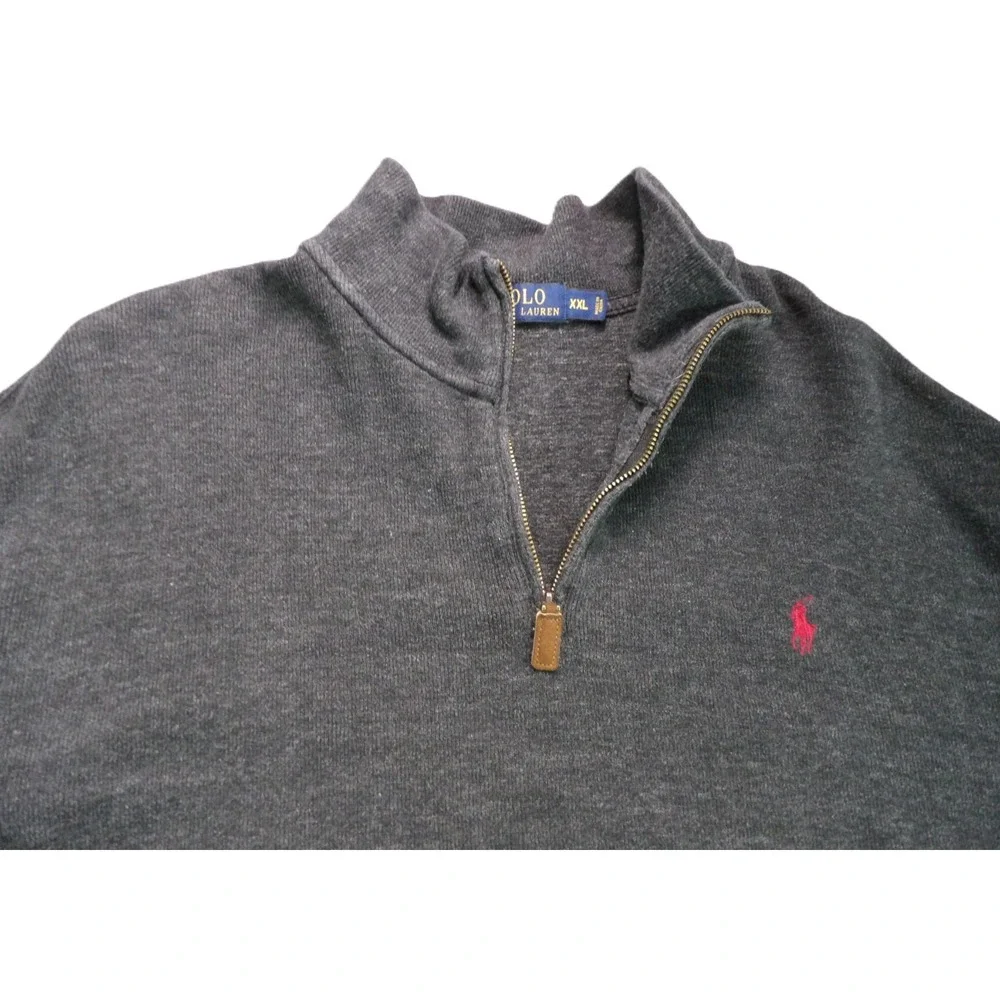 Polo Ralph Lauren Quarter Zip Sweater Men XXL Gray Pima Cotton Pony Pullover Top
